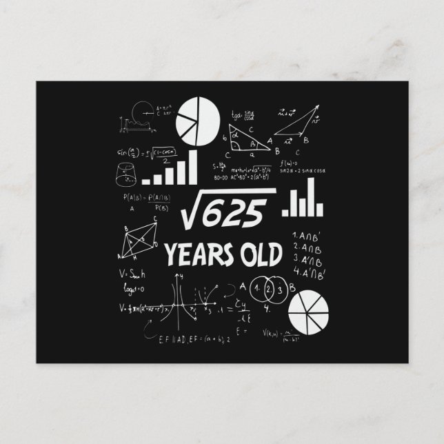 25 Year Old Bday Math Teacher 25th Birthday Gift Postcard (Front)