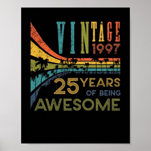 25 Year Old Birthday Vintage 1997 25th Birthday Poster