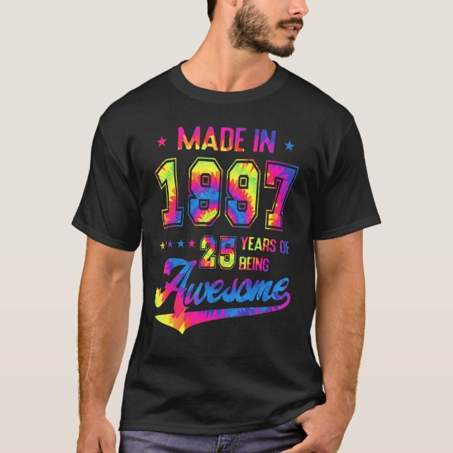 25 Year Old  Born In 1997 Tie Dye 25th Birthday Aw T-Shirt (Front)