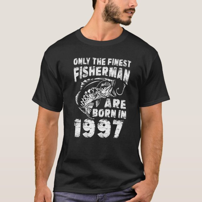 25 Year Old Fishing Fisherman 1997 25th Birthday V T-Shirt (Front)