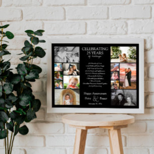 25 year wedding anniversary photo collage editable poster