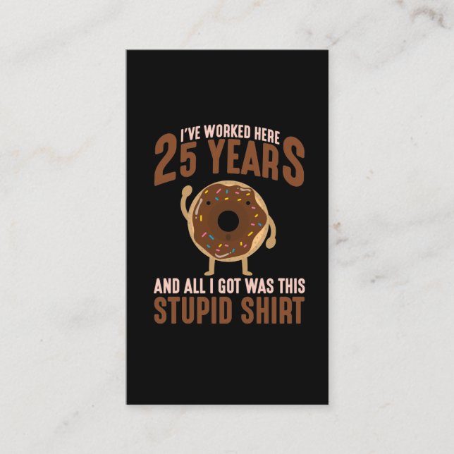 25 Year Work Anniversary Donut Lover Employee Business Card (Front)