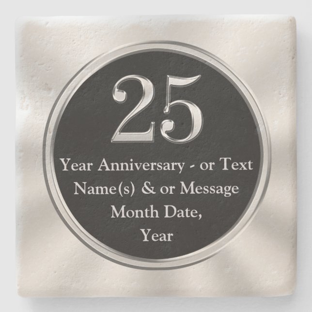 25 Year Work Anniversary Gift Ideas, Personalized Stone Coaster (Front)