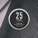 25 Years Business Anniversary Silver Finish Lapel Pin<br><div class="desc">Premium finish rhodium plating over brass body,  this silver plated lapel pin is personalized with your business name,  years in business,  year started and anniversary year. Ideal for any business anniversary celebration or as a party gift. MORE items in our store.</div>