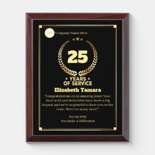 25 Years Employee Anniversary Appreciation Message Award Plaque