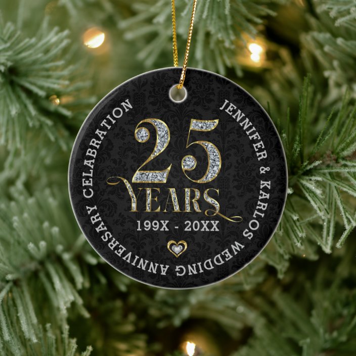 25th wedding anniversary christmas tree ornaments