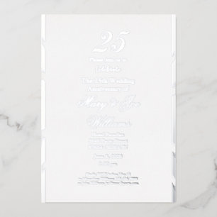 25 Years Jubilee Birthday 25th Wedding Anniversary Foil Invitation
