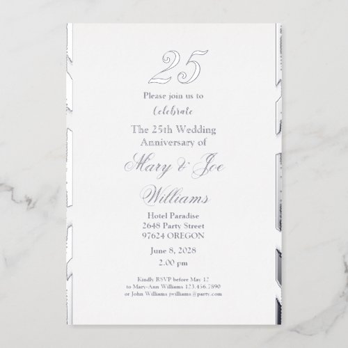 25 Years Jubilee Birthday 25th Wedding Anniversary Foil Invitation