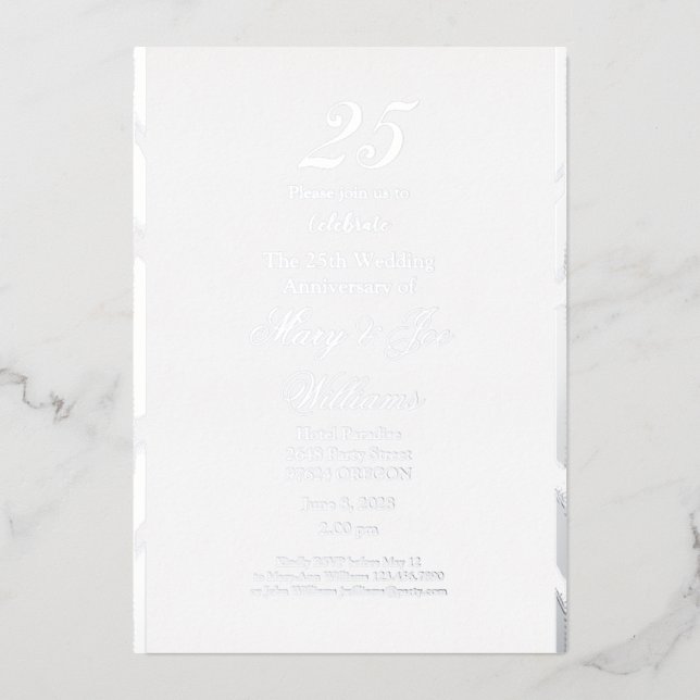 25 Years Jubilee Birthday 25th Wedding Anniversary Foil Invitation (Front)