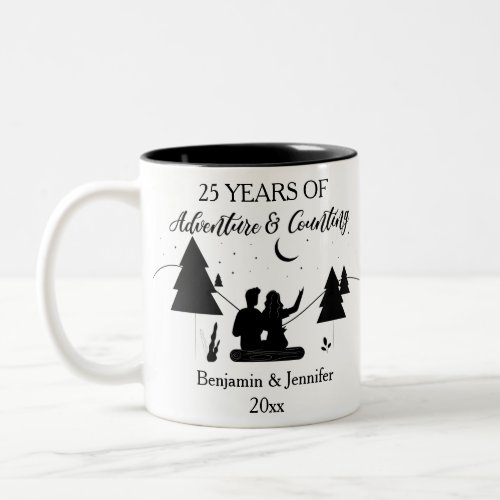 25 Years of adventure  counting Custom Names Two_Tone Coffee Mug