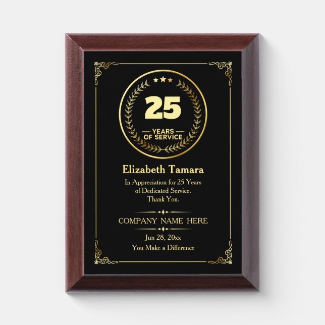 25 Years of Service | Employee Appreciation Award Plaque (Vertical)