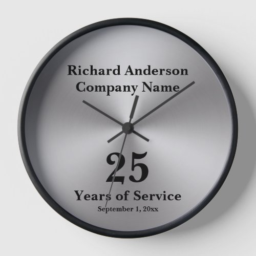 25 Years of Service Faux Silver Clock