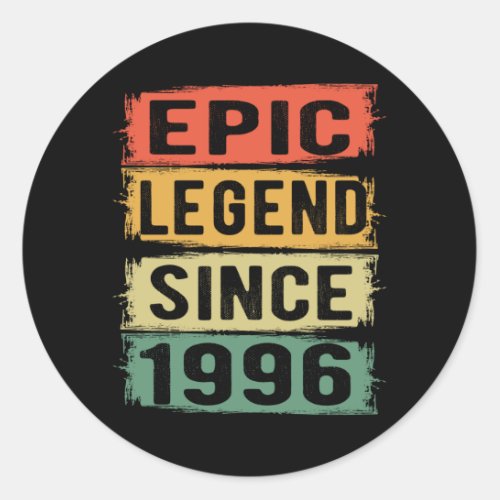 25 Years Old Bday 1996 Epic Legend 25th Birthday Classic Round Sticker