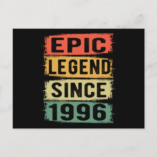 25 Years Old Bday 1996 Epic Legend 25th Birthday Postcard