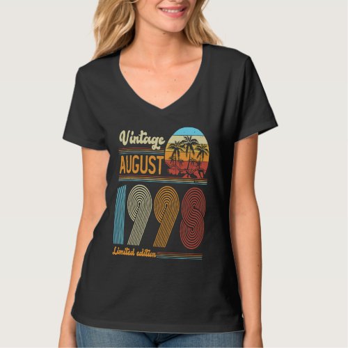 25 Years Old Birthday  Vintage August 1998 Women M T_Shirt