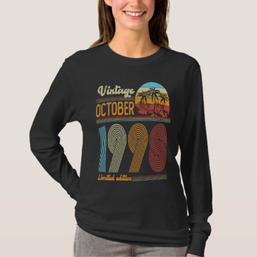 25 Years Old Birthday  Vintage October 1998 Women  T_Shirt