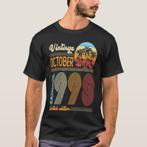 25 Years Old Birthday  Vintage October 1998 Women  T_Shirt