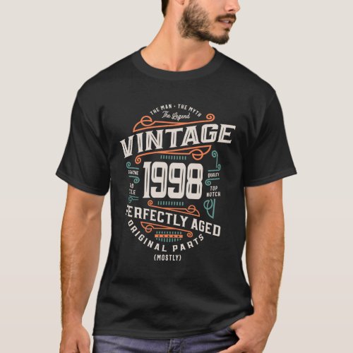 25 Years Old Vintage 1998 Man Myth Legend 25th  T_Shirt