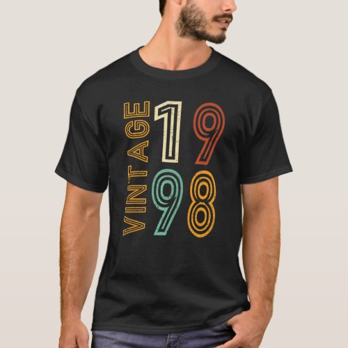 25 Years Old Vintage 1998 men women 25th Birthday  T_Shirt