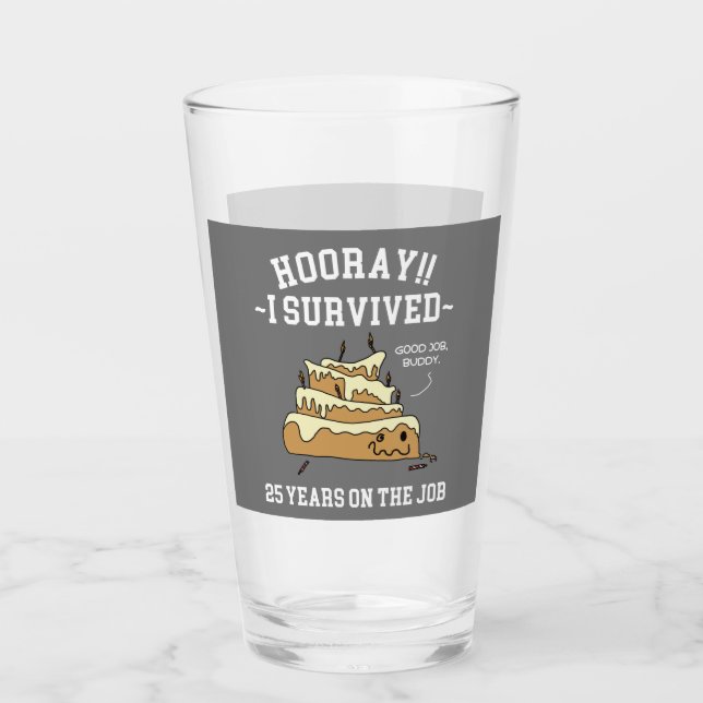 25 Years on the Job 25th Work Anniversary Glass (Front)