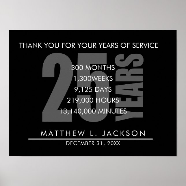 25 Years Retirement or Employee Appreciation Gift Poster (Front)
