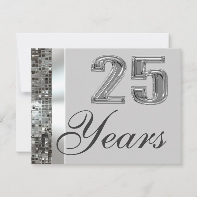 25 Years Silver Anniversary Elegant Invitation (Front)
