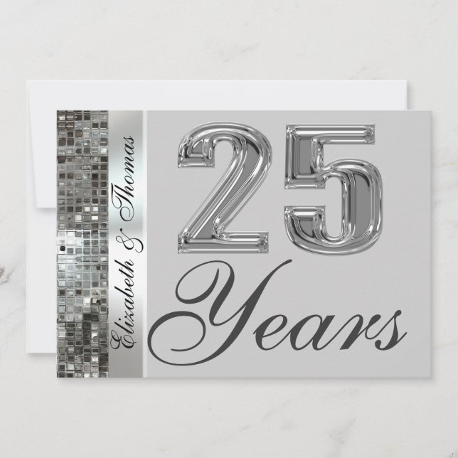 25 Years Silver Anniversary Elegant Invitation (Front)