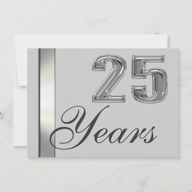 25 Years Silver Anniversary Elegant Invitation (Front)