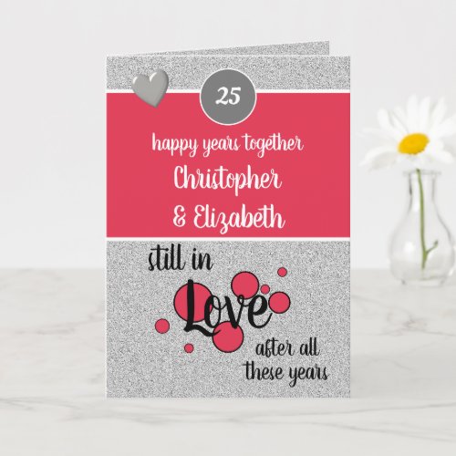 25 years silver anniversary happy years red card