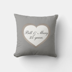 25 Years Silver Anniversary Throw Pillow
