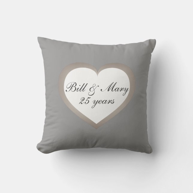 25 Years Silver Anniversary Throw Pillow (Front)