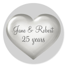 25 Years Silver Glass Heart silver anniversary