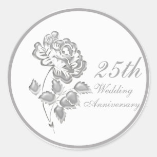 25 Years Silver Peony Anniversary Sticker