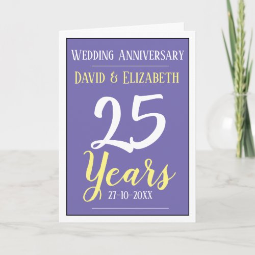 25 Years Silver Wedding Anniversary Card
