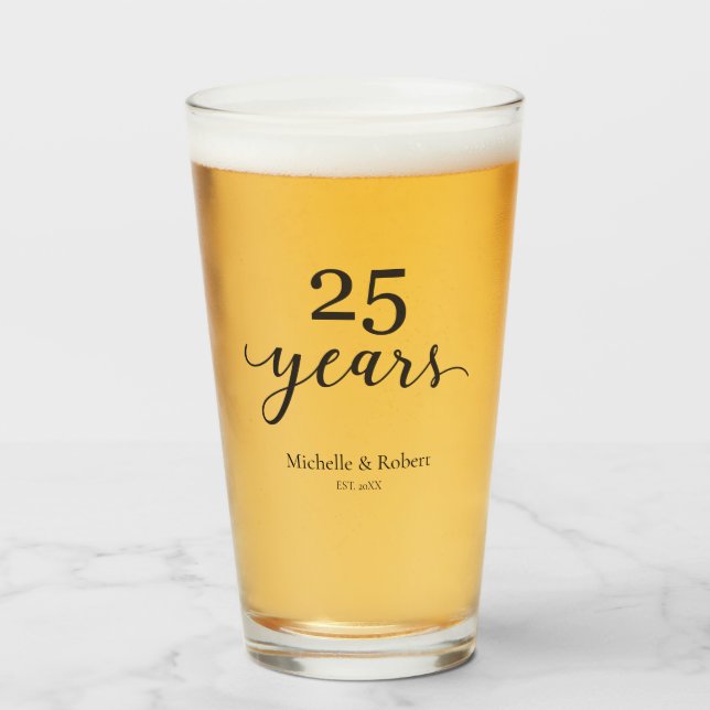 25 Years Silver wedding Anniversary Elegant Glass (Front Filled)