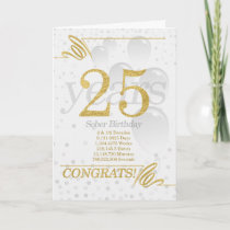 25 Years Sober Birthday Faux Gold Glitter Card
