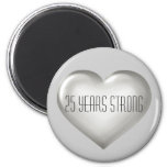 25 Years Strong Silver Heart Anniversary Magnet at Zazzle