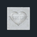 25 Years Strong Silver Heart Stone Magnet<br><div class="desc">This magnet features a shapely silver heart with a glass-like appearance overlaid by the template text,  "25 Years Strong."  Great silver anniversary gift or wedding or anniversary party favor.</div>