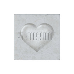 25 Years Strong Silver Heart Stone Magnet