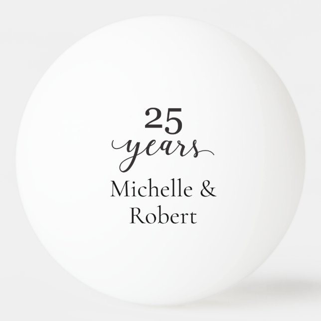 25 years wedding anniversary Minimal Elegant Ping Pong Ball (Front)