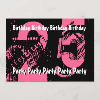 25th- 29th Pink and Black Birthday PartyTemplate Invitation