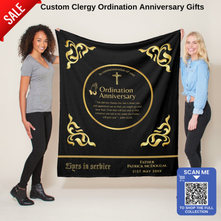 25th 50th Any Priest Ordination Anniversary Gift Fleece Blanket