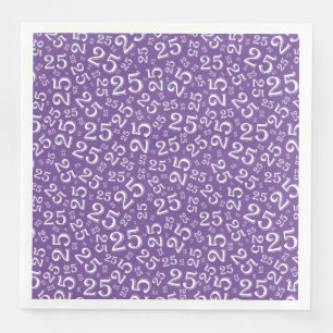 25th Age Random Number Pattern Purple/White Paper Dinner Napkins
