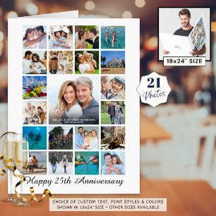 25th Anniversary 21 Photo Collage Jumbo Card