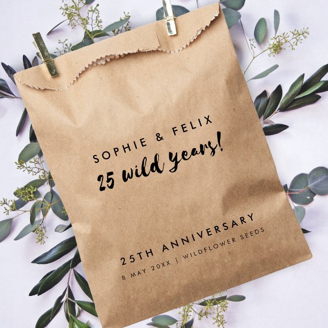 25th Anniversary | 25 Wild Years Rustic Kraft Seed Favor Bag (Creator Uploaded)