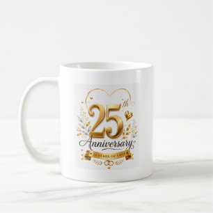 25th Anniversary 25 Years of Love Gold Design Coffee Mug
