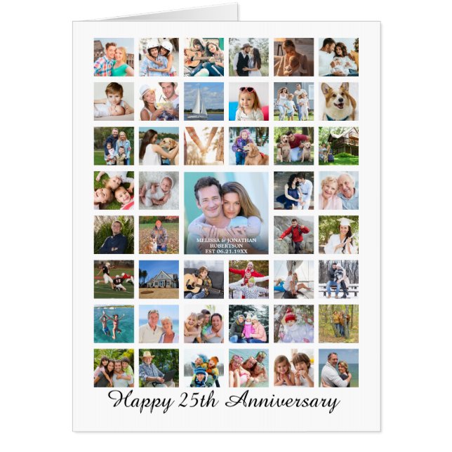 25th Anniversary 45 Photo Collage Jumbo Card (Front)
