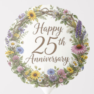 25th Anniversary Balloon, Twenty-Five Years Floral Balloon