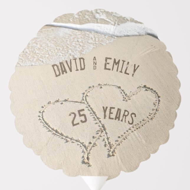 25th Anniversary Beach Hearts Balloon (Front)