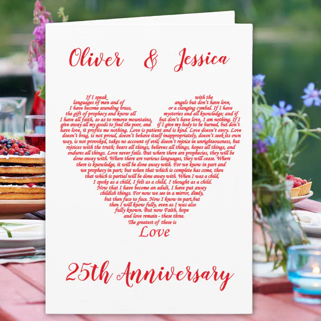 25th Anniversary Bible Quote Corinthians 13 Love Card Zazzle